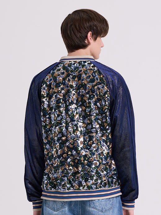 威雅/RARE 满工彩色珠片棒球男士夹克外套棉服 商品图2