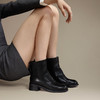 千百度粗中跟奶油羊皮靴女款冬季通勤上班时尚小短靴子A24535757 商品缩略图7