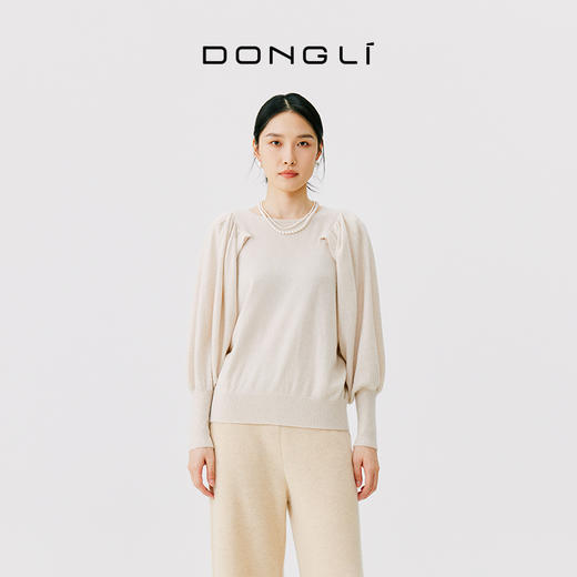 东黎 • 小山羊绒女士秋冬圆领宽松泡泡袖套衫 4761 商品图2