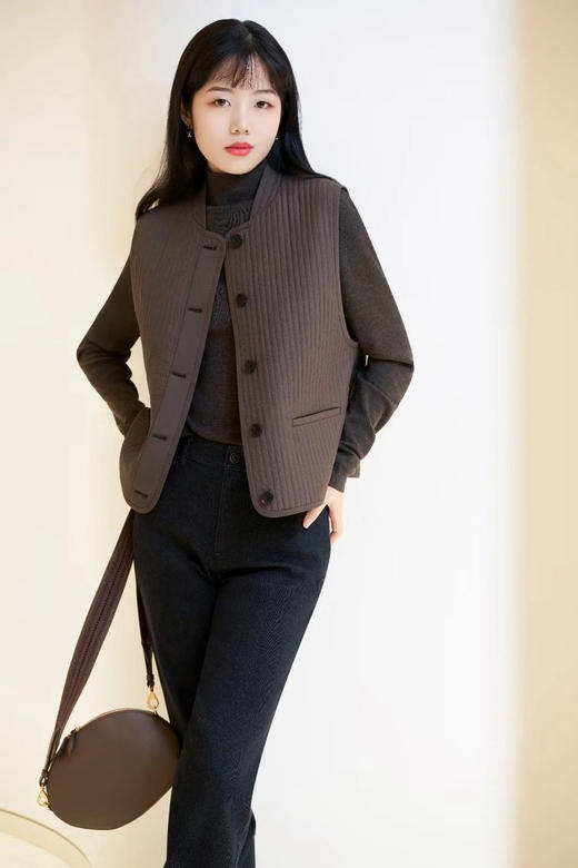 全棉平纹布棉马甲 复古猎装风格 整体宽松有型 胖瘦皆宜 立领设计好搭配 商品图8