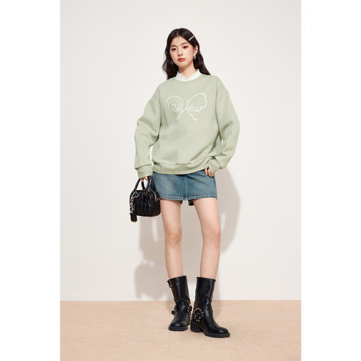 【特惠不退货】诗凡黎圆领休闲套头卫衣2024秋新款卫衣女3F8201111 商品图1