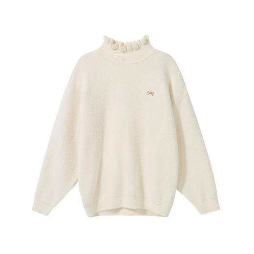 笛莎Deesha 童装女童毛衫2024冬新款甜美基础木耳边领毛衫 商品图4