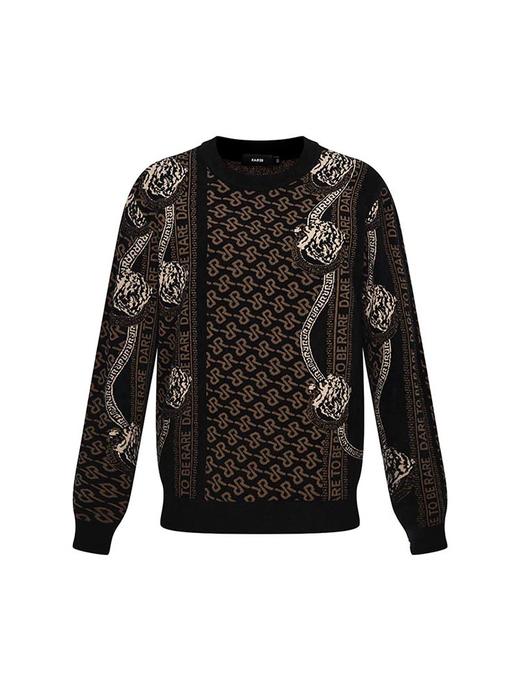 威雅/RARE 黑咖提花雪尼尔圆领毛衣男士长袖毛衫 商品图4