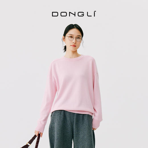 小山羊绒 东黎羊绒 女士秋冬季针织圆领羊绒时尚休闲百搭宽松 DWBS4725AN 商品图2