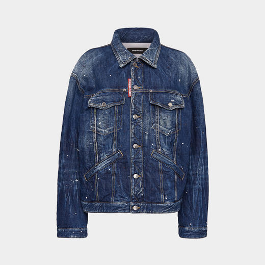 【二】DSQUARED2 女士中号斑点加垫长款牛仔夹克外套 蓝色 S75AM1060 S30309 470 商品图0
