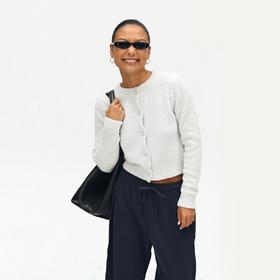 oneup毛绒针织短款开衫