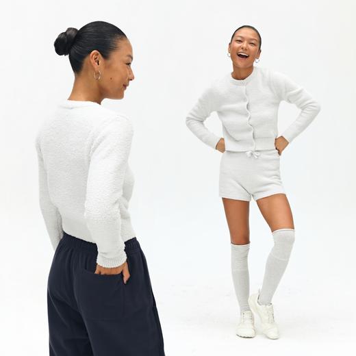 oneup毛绒针织短款开衫 商品图3