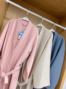 松植屋全棉纱华夫格浴袍浴衣100%纯棉舒适透气不粘皮肤