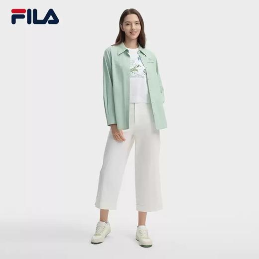 3件折上7折【自营】FILA/斐乐  女子梭织长袖衬衫2024秋新款时尚休闲刺绣宽松上衣 F11W438404FLG 商品图2