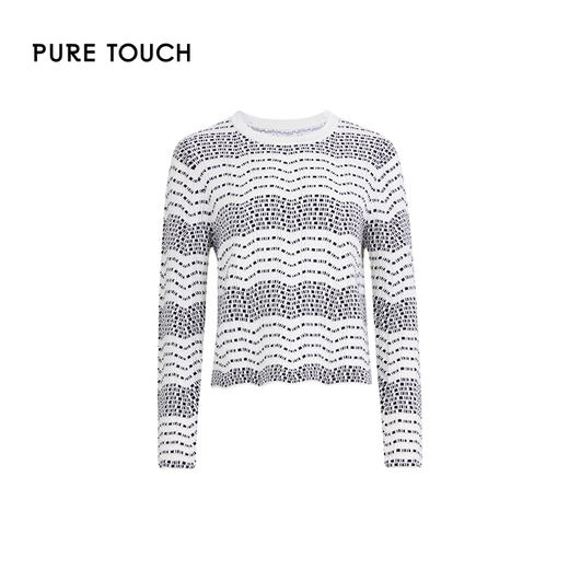 pure touch肌理感圆领针织长袖绵羊毛时尚设计感上衣2024年秋冬新 商品图4