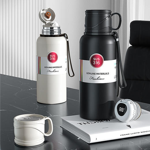 【爆款提绳304不锈钢保温杯】男女士大容量便携运动水壶茶水分离杯子 商品图0