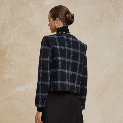 PH949斯尔丽24新款小香风格子时尚减龄小个子显瘦双面呢羊毛短大衣 商品图1