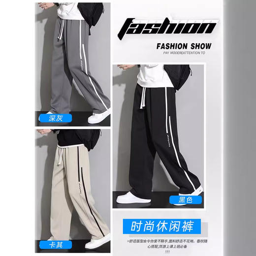 NASA卫裤男士春秋季2024新款垂感直筒休闲加绒长裤宽松阔腿运动裤 商品图1