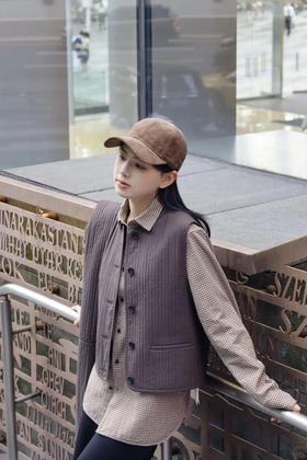 全棉平纹布棉马甲 复古猎装风格 整体宽松有型 胖瘦皆宜 立领设计好搭配