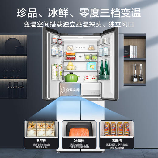 美的（Midea）60厘米嵌系列十字对开门超薄嵌入式大容量家用智能变频电冰箱一级能效BCD-432WUSGPZM(E) 商品图6