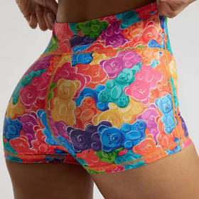 【126元任选2件】跃牌【漫西】系列 卡通印花短裤高腰提臀运动健身跑步瑜伽三分裤女Y205