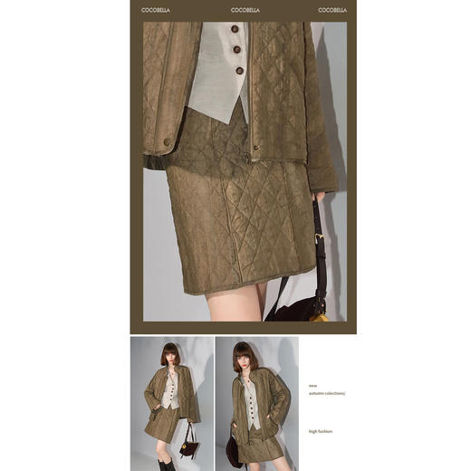 COCOBELLA[莱赛尔]复古炒色菱形格纹半身裙女秋冬A字裙HS0057 商品图2