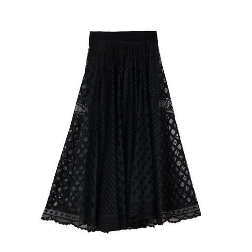 谜底蕾丝半身裙女士2024冬新品优雅气质大摆裙中长半裙244MB1689 商品图4