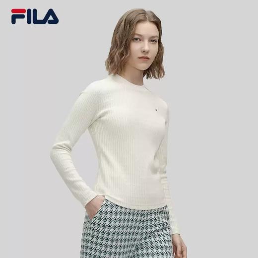 3件折上7折【自营】FILA/斐乐  Emerald斐乐女子针织长袖衫2024春季新款时尚休闲简约长T恤 F11W414210FZA 商品图1