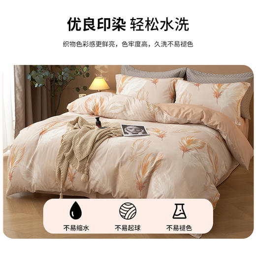 【维科家纺】2024新款秋冬加厚磨毛四件套简约全棉纯棉被套床单四件套床上用品 商品图2