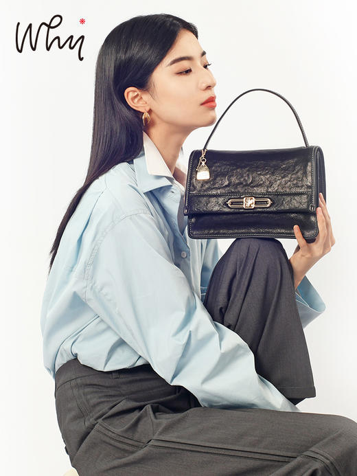 why女包头层植鞣牛皮盘扣包原创设计师邮差包复古通勤单肩斜挎包YA5314 商品图8