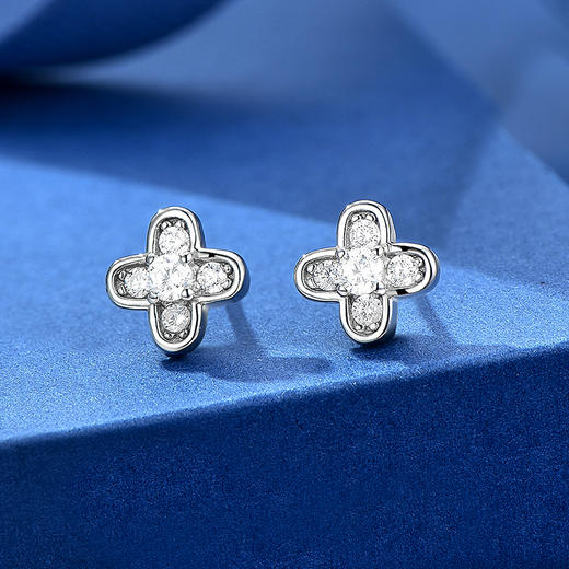 卡蒂罗/KADER 幸运微光耳钉 幸运四叶草轻奢高级感养耳洞耳饰 精致小巧甜美可爱配饰满镶宝石 925银 闺蜜同款 商品图2