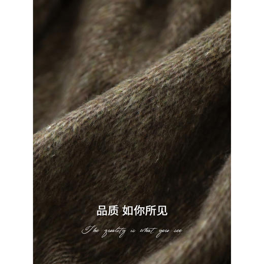 COCOBELLA复古斜纹品质大衣冬翻折PU袖口中长款毛呢外套WL3007 商品图4