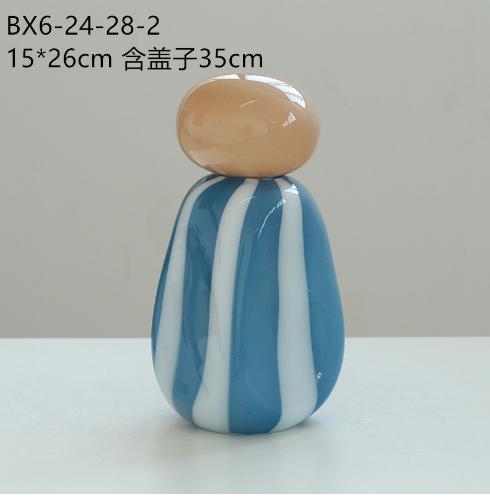 轻奢风创意吹制带盖不规则玻璃花瓶摆件软装设计师家居软装花器 商品图6