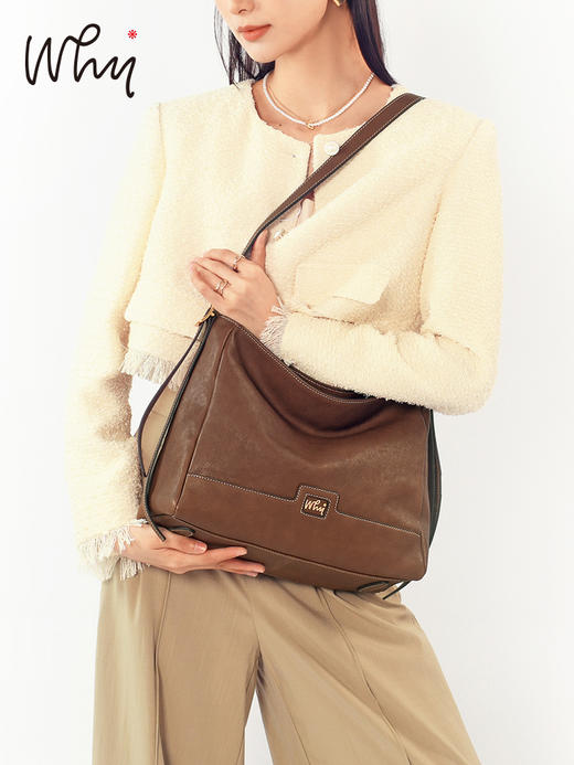 Why头层植鞣牛皮原创栗子包复古气质腋下包高级感大容量单肩包YA533603 商品图2