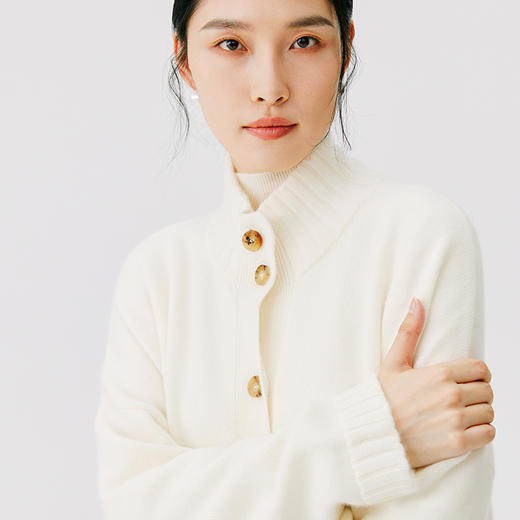 东黎 • 小山羊绒女士秋冬百搭中长款高领开衫 4662 商品图7