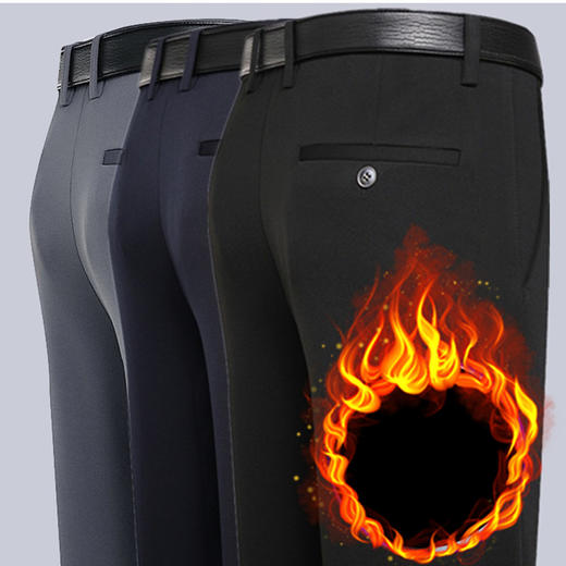 男士休闲裤商务西裤中老年男裤秋冬加绒加厚弹力宽松直筒长裤子男 商品图4