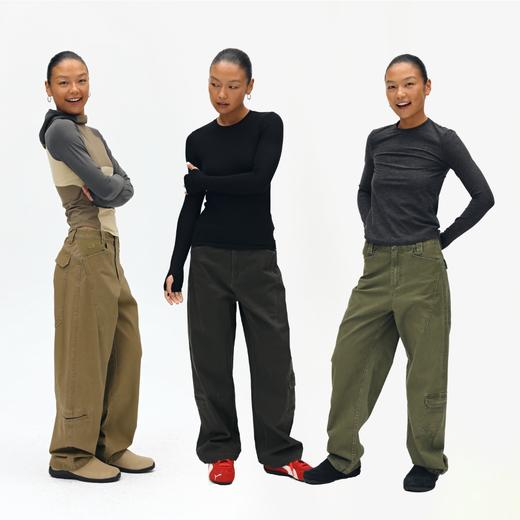 oneup弯刀茧形工装长裤 商品图4