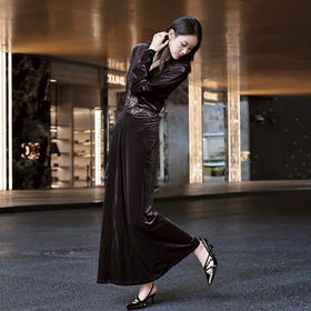 【顺丰包邮】51032 洛诗琳法式复古浪漫玫瑰花镂空丝绒拼接连衣裙8382