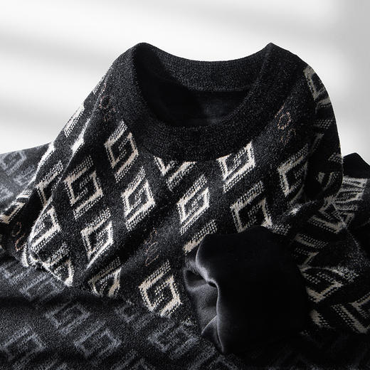 【加绒雪貂绒】【新款DDS】大依优型大码男装圆领毛衫线衣针织衫休闲加肥加大男士胖子大码内搭上衣毛衣 商品图2