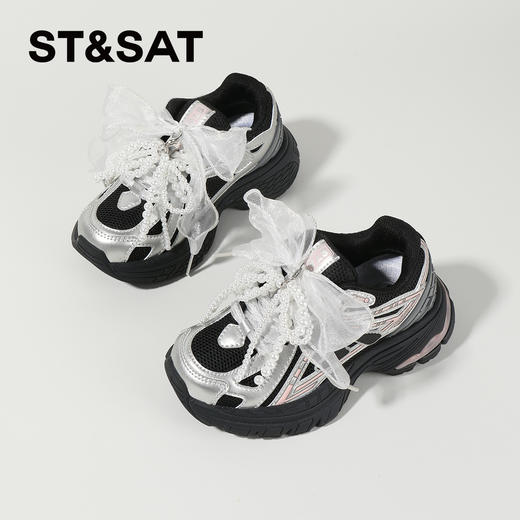 【童鞋】星期六甜美珍珠蝴蝶结绒里可选厚底男女童老爹鞋SSC3192L32/SSC419DLAJ 商品图4