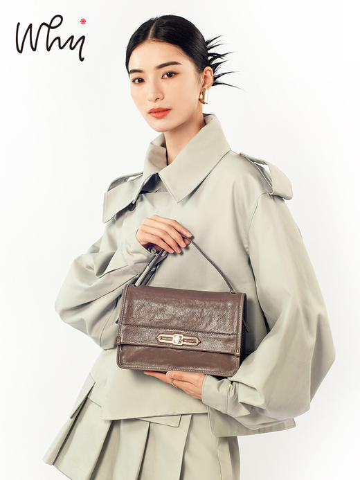 why女包头层植鞣牛皮盘扣包原创设计师邮差包复古通勤单肩斜挎包YA5314 商品图1