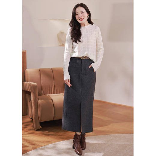 【回馈粉丝】68%羊毛32%羊绒 亮钻波浪花纹套头毛衫 商品图2