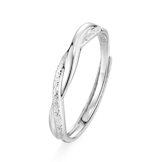 卡蒂罗/KADER 无限依恋情侣对戒 莫比乌斯环爱无止境简约开口可调节素圈一对 爱意交织恋爱频率银戒 925银 商品图2