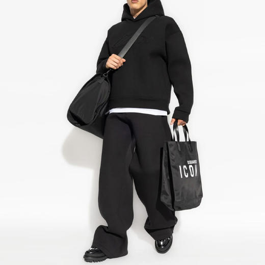 DSQUARED2 男士徽标贴花棉质连帽卫衣 黑色 S79GU0135 D25011 900 商品图2
