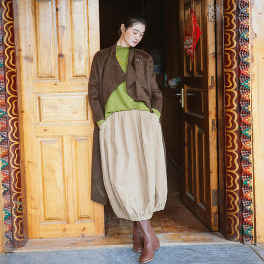 绽放旅行女装352朵/秋冬*加厚灯芯绒花苞中长款灯笼裙半身裙 商品图1