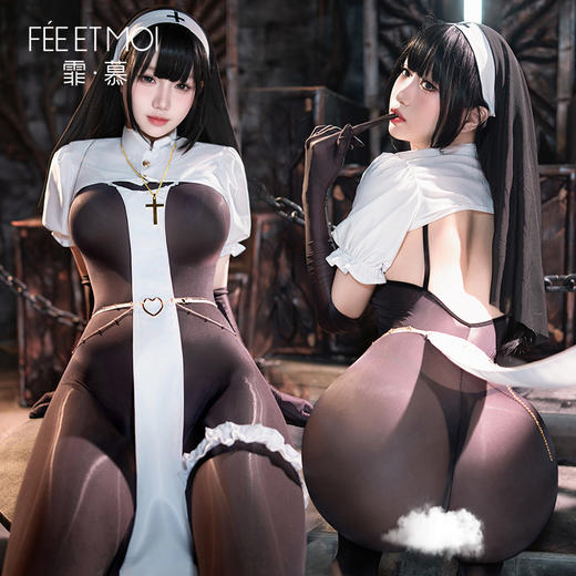 【情趣内衣】霏慕暗夜修女猎爱开裆套装6231【购买联系负责人备案】 商品图12