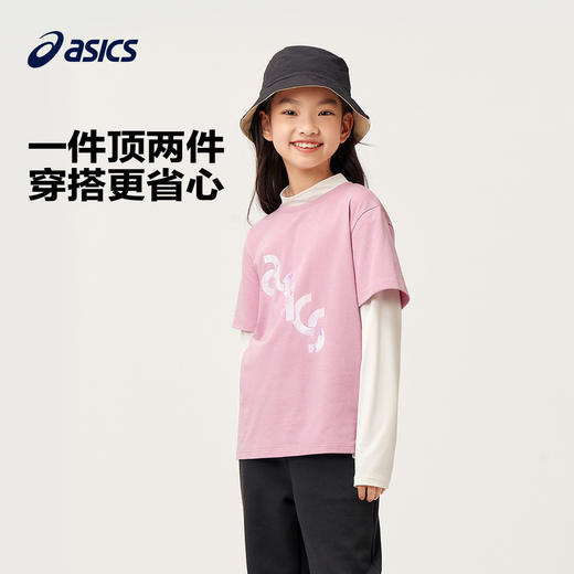 【商城同款】ASICS/亚瑟士童装女生假两件长袖T恤吸湿速干柔软秋 商品图1