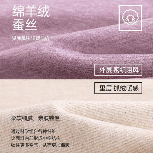 【羊绒蚕丝】熳洁儿 情侣保暖打底加绒加厚280克发热秋衣秋裤24757201/24757901 商品图3