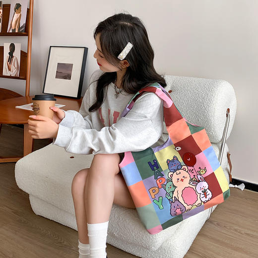 「数款可选！大容量」包包女背心包2024新款帆布包 碎花春季托特包学生 斜挎单肩包箱包 商品图1