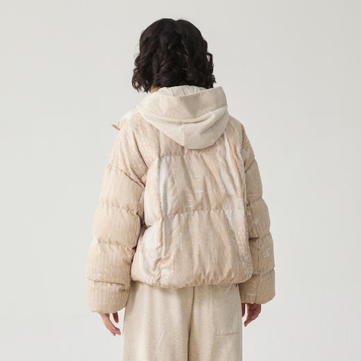 谜底短款羽绒服女2024冬季新品复古百搭印花鸭绒面包服244MY1468 商品图2