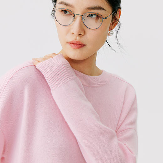 小山羊绒 东黎羊绒 女士秋冬季针织圆领羊绒时尚休闲百搭宽松 DWBS4725AN 商品图8