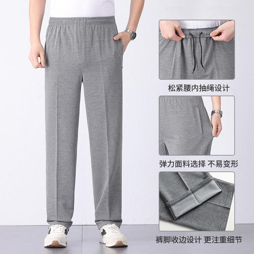夏季薄款爸爸运动裤男士直筒高腰中老年休闲长裤中年裤子男透气棉 商品图1