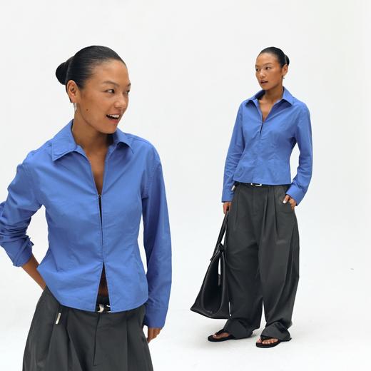 oneup勾扣收腰衬衫 商品图1