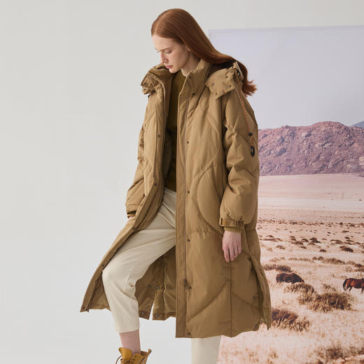 谜底中长款羽绒服女2024冬款连帽加厚款鹅绒保暖面包服244MY1551 商品图1