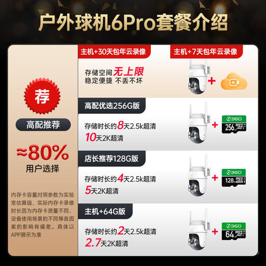【专属】360室外摄像头6pro 家用无线监控器 手机远程监控宠物 户外360度自动旋转无死角可对话 家庭监控高清防水夜视 商品图7